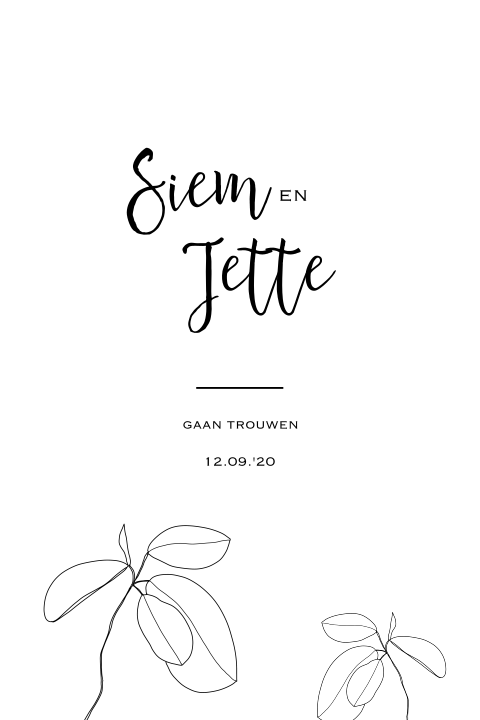 Trouwkaart bloem roze