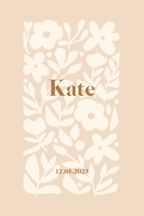 Geboortekaartje bloemen rechthoek