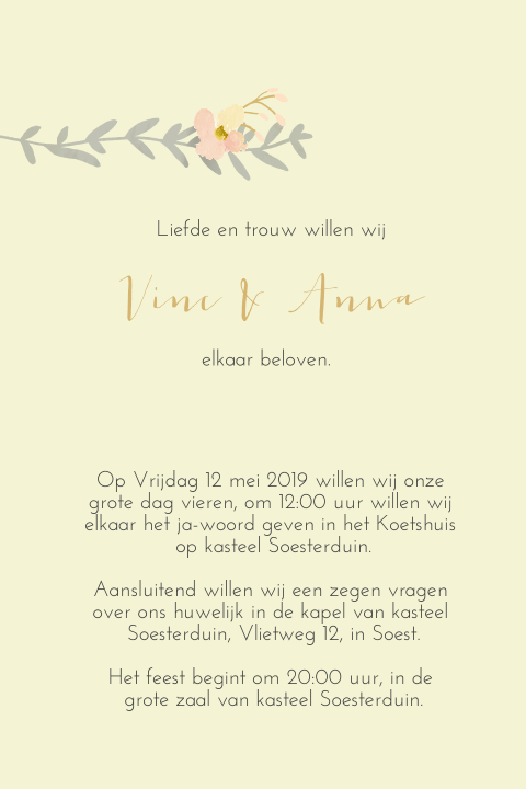 Trouwkaart Geometrische blaadjes