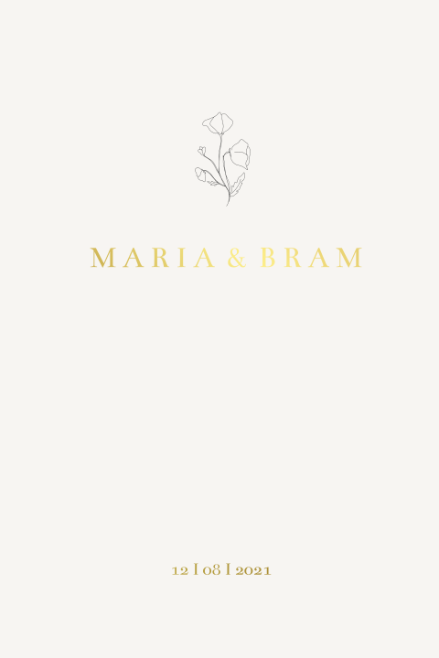 Trouwkaart goudfolie bloem