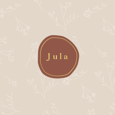 Geboortekaartje goudfolie takjes cirkel