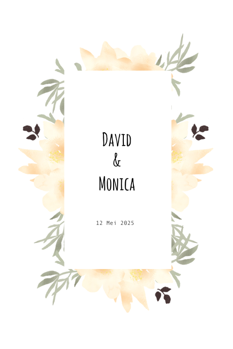 Trouwkaart boho bloemen