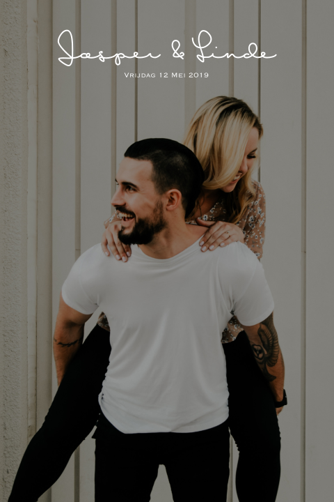 Trouwkaart foto blaadje enkel