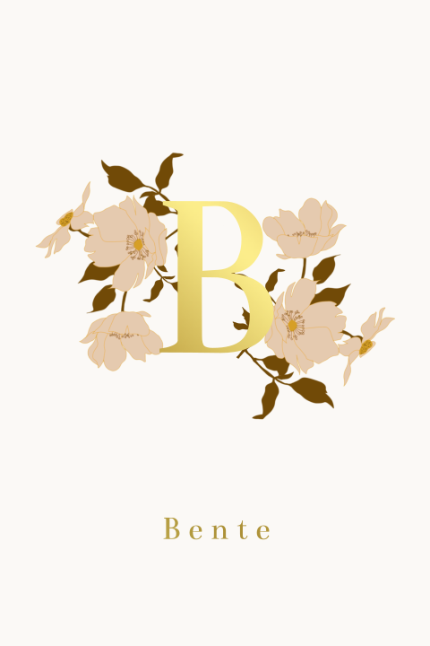 Folie poster bloemen goudfolie letter