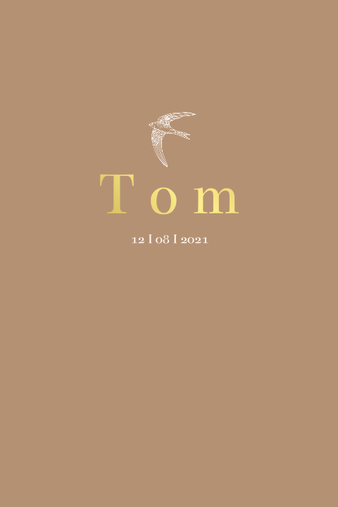 Geboortekaartje goudfolie vogel