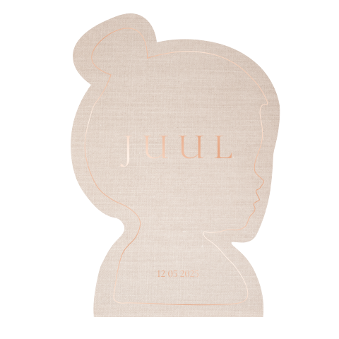 Geboortekaartje hoofdje baby linnenlook