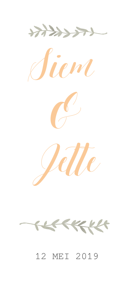 Trouwkaart peache takje