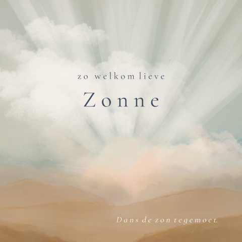 Geboortekaartje Watercolor zon tekening