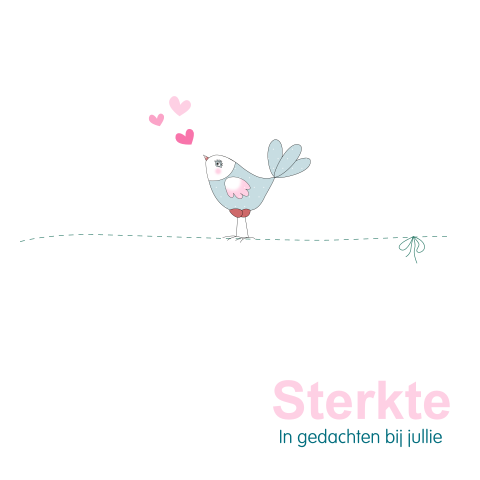 Lief condoleancekaartje met vogel en hartjes