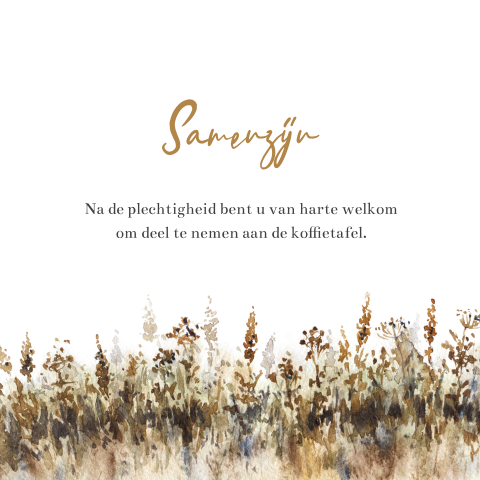 Uitnodigingskaart voor koffietafel met aquarel veldbloemen
