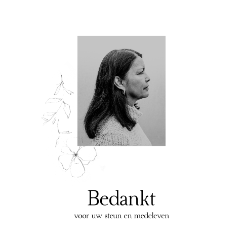 Minimalistische bedankkaart schets bloemen blaadjes