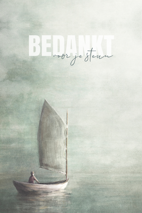 Bedankkaart met zeilboot en vogels