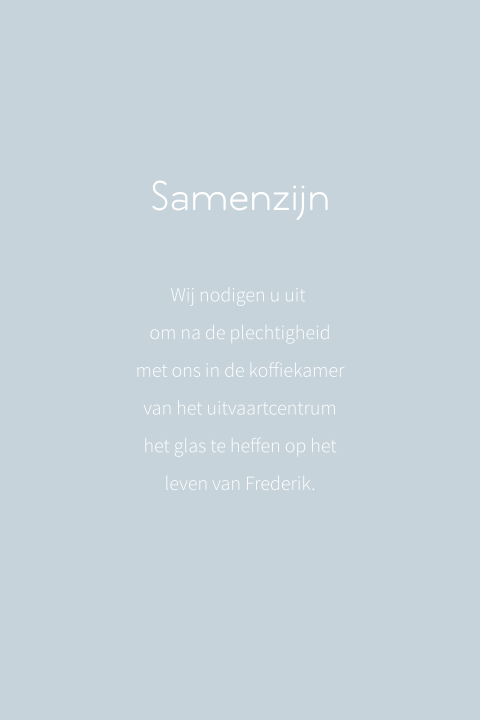 Extra uitnodigingskaartje voor samenzijn na de plechtigheid