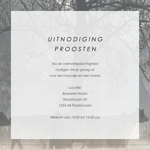 Uitnodiging voor samenzijn en proosten na plechtigheid