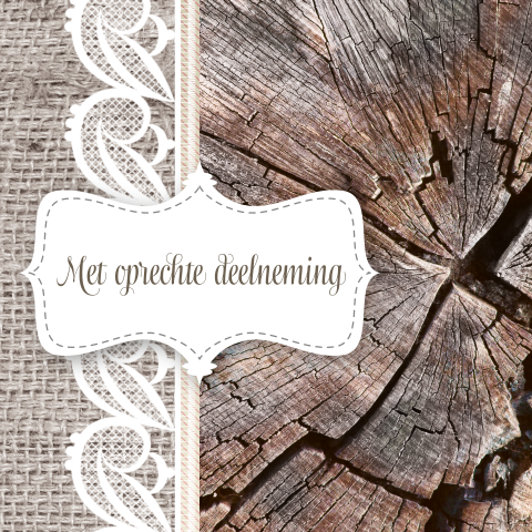Condoleancekaart met jute en boomstam