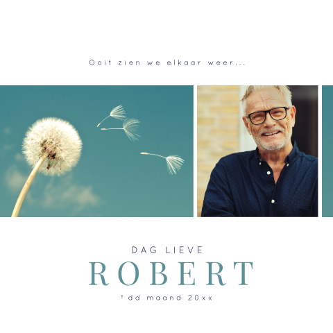Rouwkaart met eigen foto en paardenbloem