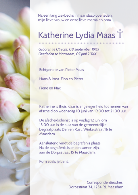 Rouwbrief met hyacint