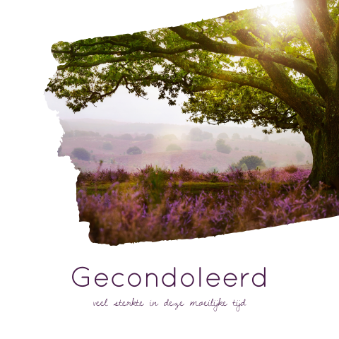Condoleance kaart met boom in de heide