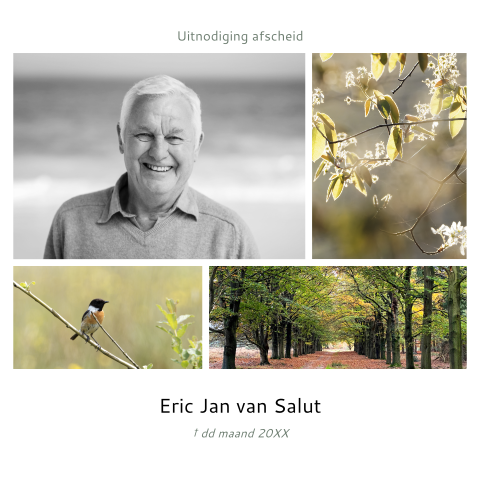 Rouwkaart met foto collage van de natuur en eigen foto