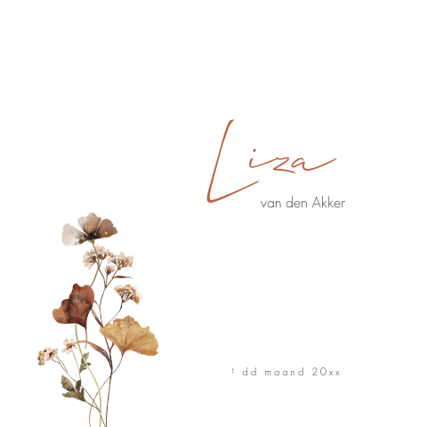 Rouwkaart veldboeket bloemen aardetinten