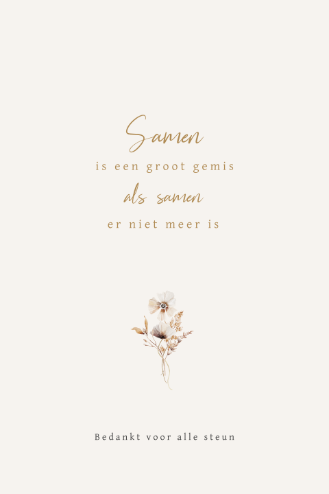 Basic dankbetuiging met rustige bloemen takjes