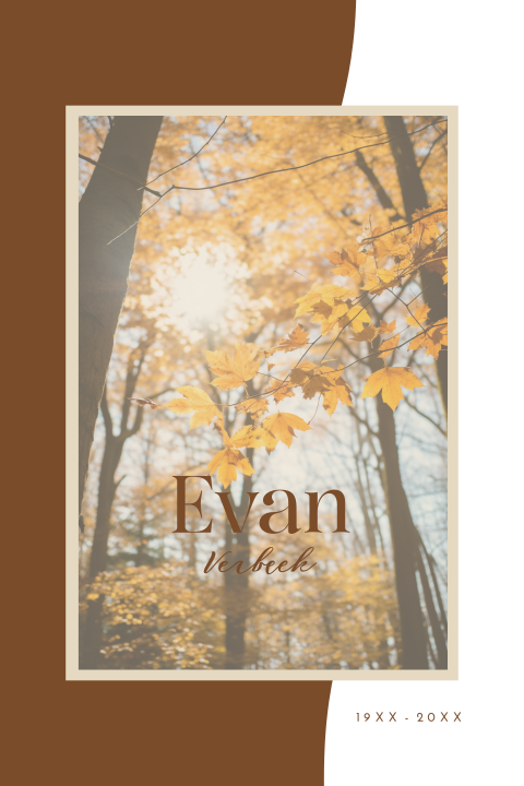 Moderne rouwkaart herfst met sfeerfoto