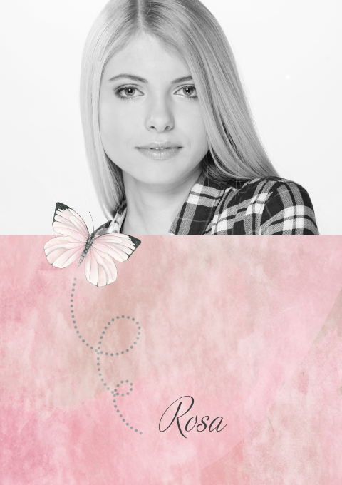 Roze rouwbrief met vlinder