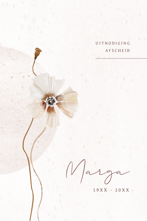 Rouwkaart met droogbloemen en natuurlijke kleuren