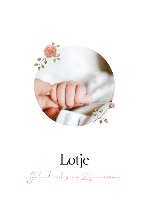 Poster rouwkaart foto roosjes baby kind