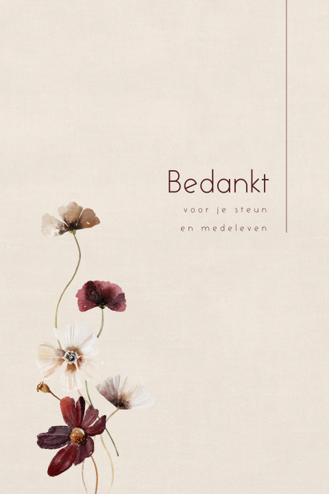 Dankbetuiging met aquarel veldbloemen en linnen achtergrond