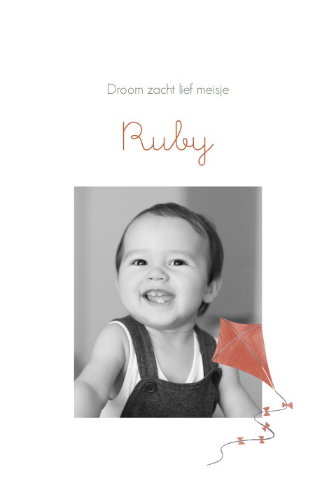 Foto herinneringskaartje voor een kindje met vlieger