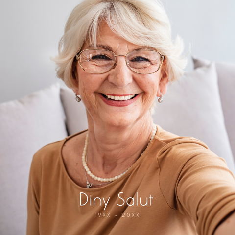 Herinneringskaartje met foto en veldbloemen