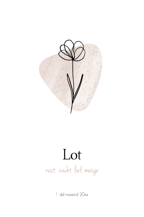 Kinder rouwkaartje met outline bloem