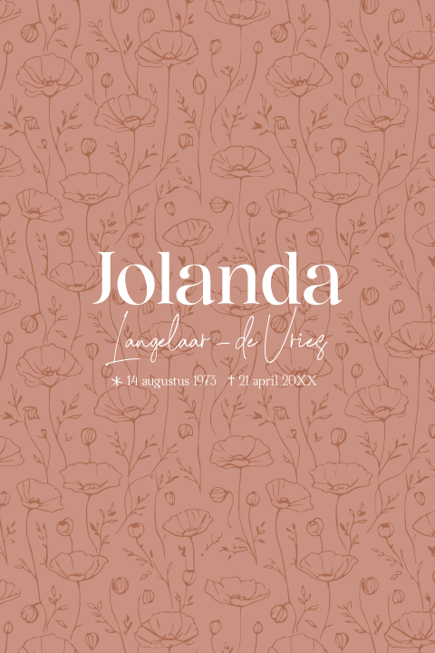 Kleurrijke rouwkaart met patroon van klaprozen