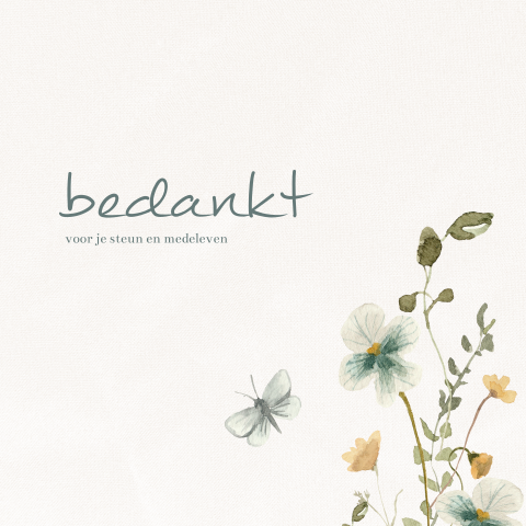 Bedanktkaart met vlinder en veldbloemen