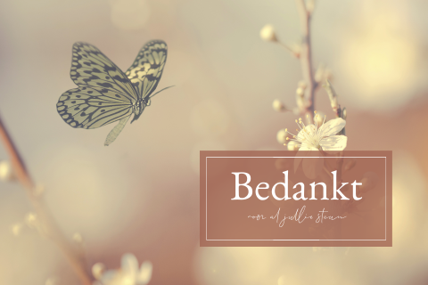 Neutrale dankbetuigingskaart met bloesemtak en vlinder