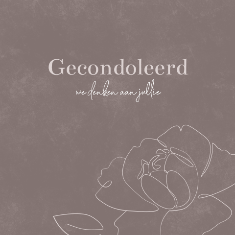 Stijlvolle condoleancekaart met oneline roos