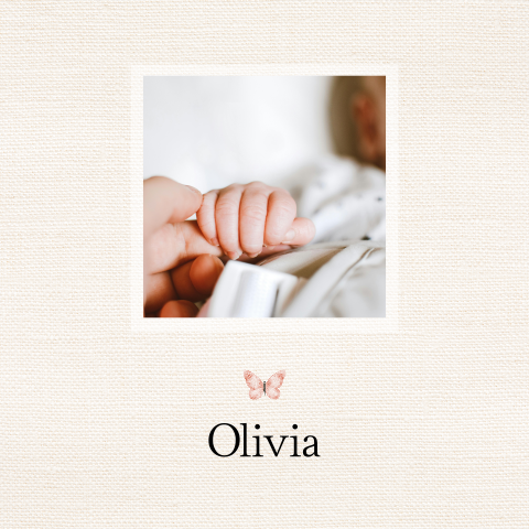 Tegeltje herinnering rouw kind baby foto roze vlinder