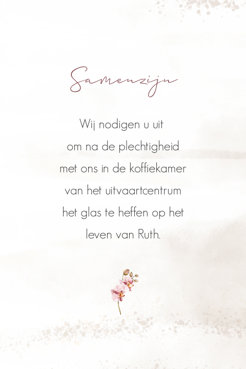 Koffietafelkaartje met orchidee