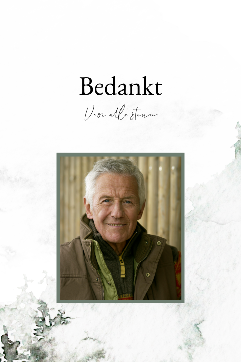 Bedankkaart overlijden aquarel bergen groen