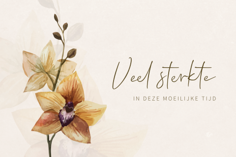 Condoleancekaart met aquarel orchidee en veel sterkte
