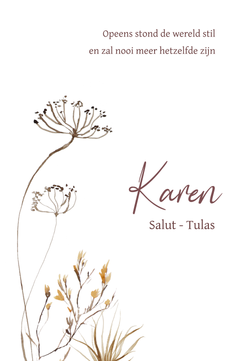 Rouwkaart met aquarel veldbloemen