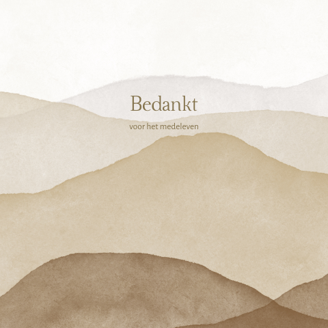 Bedankkaart overlijden aquarel bergen bruin zand