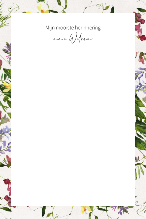 Extra invulkaartje met geschilderde aquarel veldbloemen