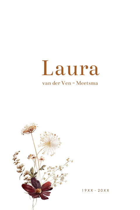 Rouwkaart vrouw veldbloemen aardetinten