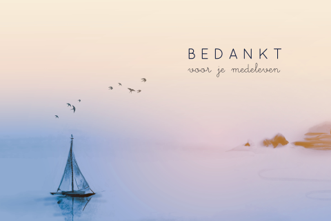 Bedankkaart landschap met zeilboot op zee