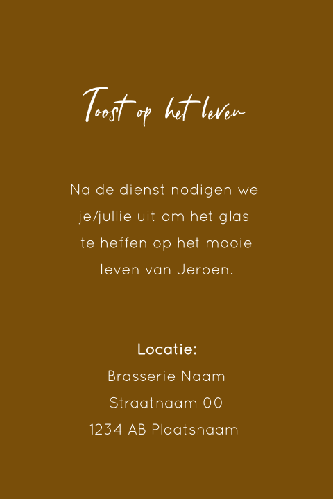 Extra kaartje uitnodiging toost na de dienst