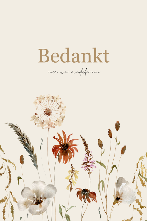 Bloemen bedankkaart overlijden
