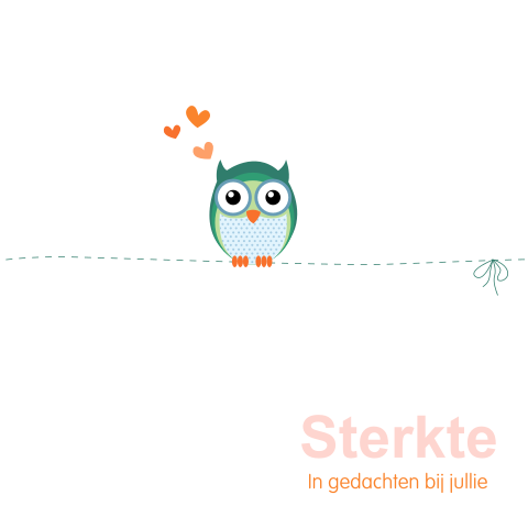 Eigentijdse condoleancekaart met uiltje