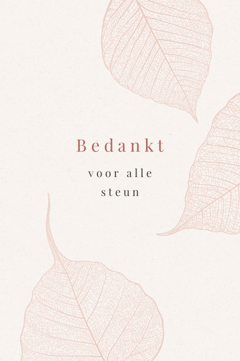 Bedankkaart overlijden met vallende, gedroogde bladeren